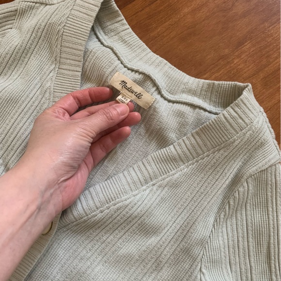 Madewell Pointelle Cardigan Twin Set in Ashen Sage Size XXS NF467 - Picture 5 of 5